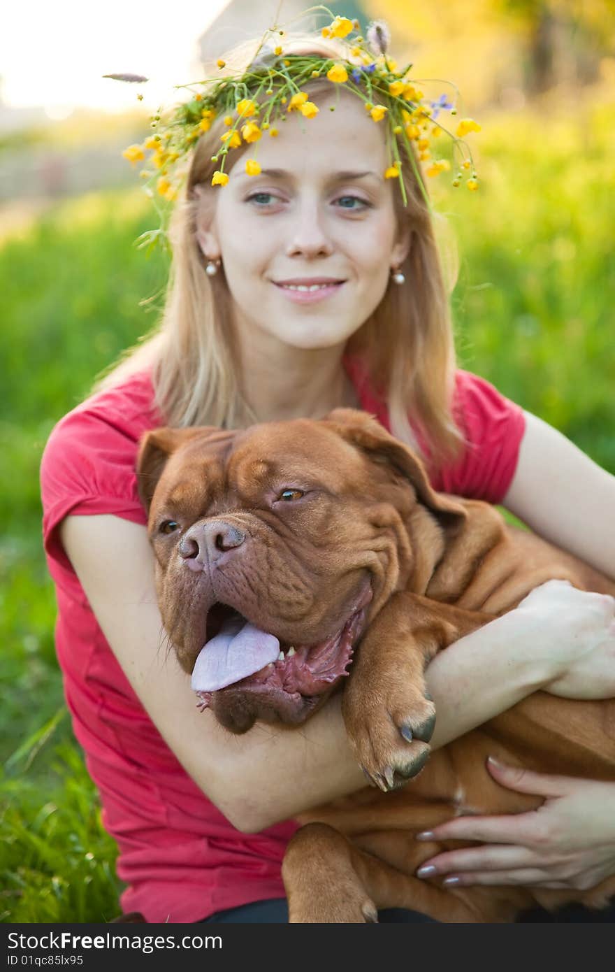 Young girl and her dog