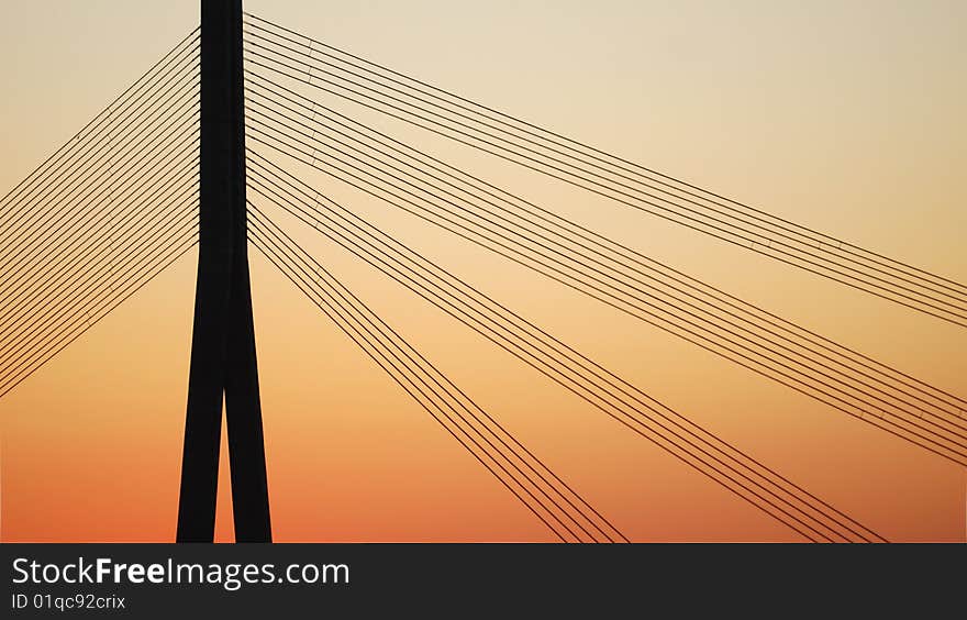 Riga Cable-stayed bridge across Daugava river. Riga Cable-stayed bridge across Daugava river.