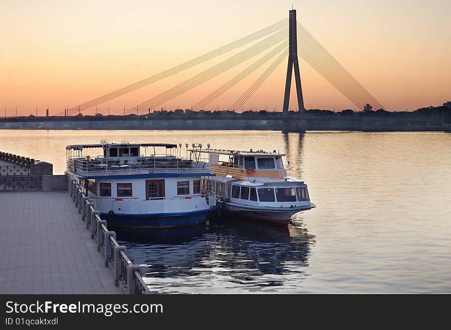 Cable-stayed bridge across Daugava river.