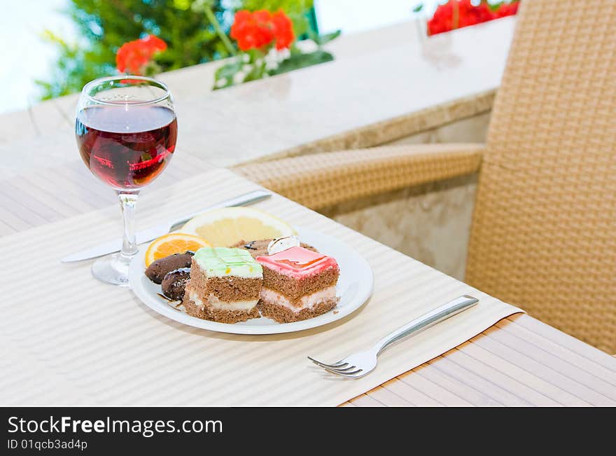 Breakfast served on the table. Breakfast served on the table