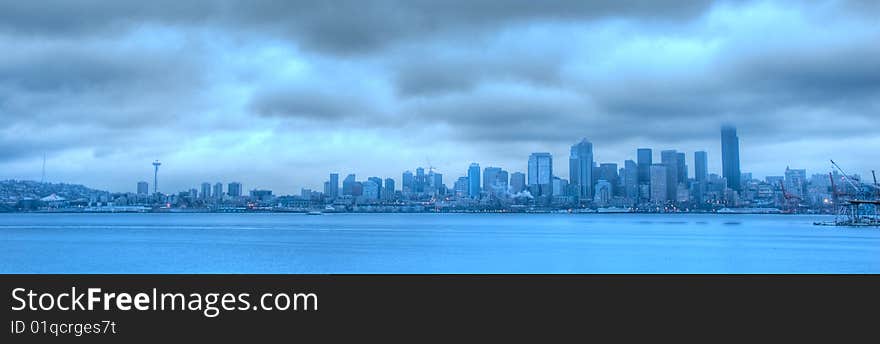 Seattle skyline on a grey overcast day. Seattle skyline on a grey overcast day.