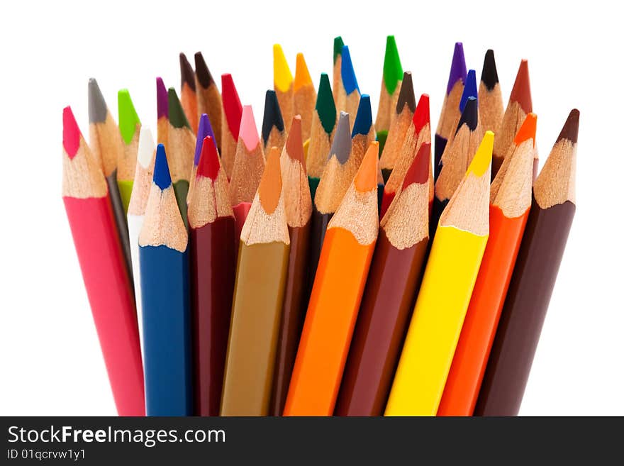 Beautiful color pencils on a white background