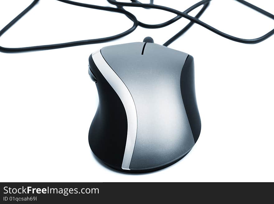 The mouse with a wheel on a white background