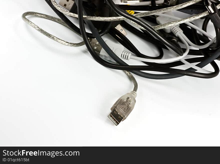 Computer cables - isolated on white