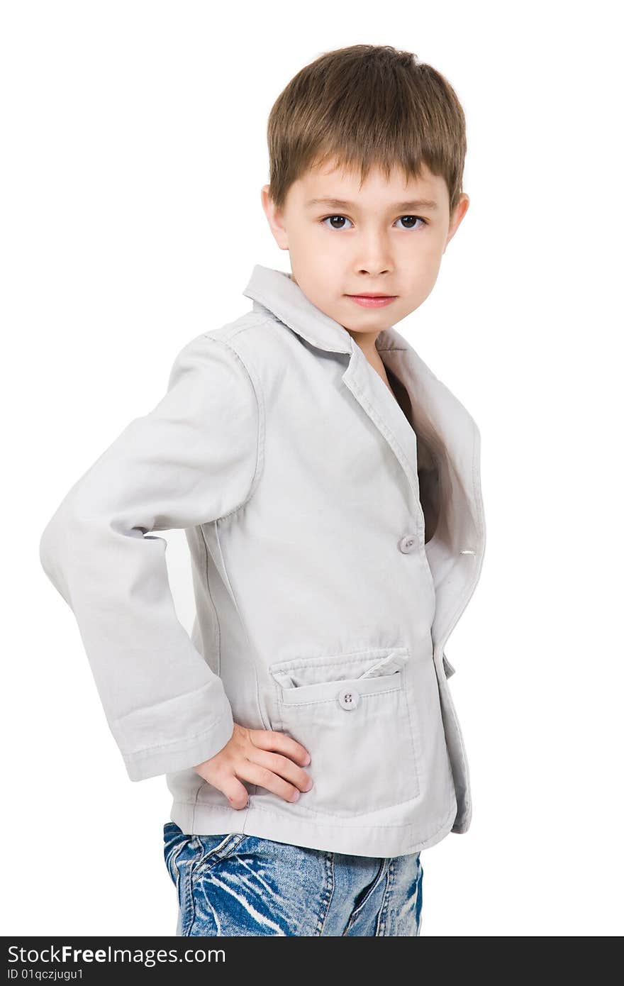 A 6 y.o. boy isolated on white