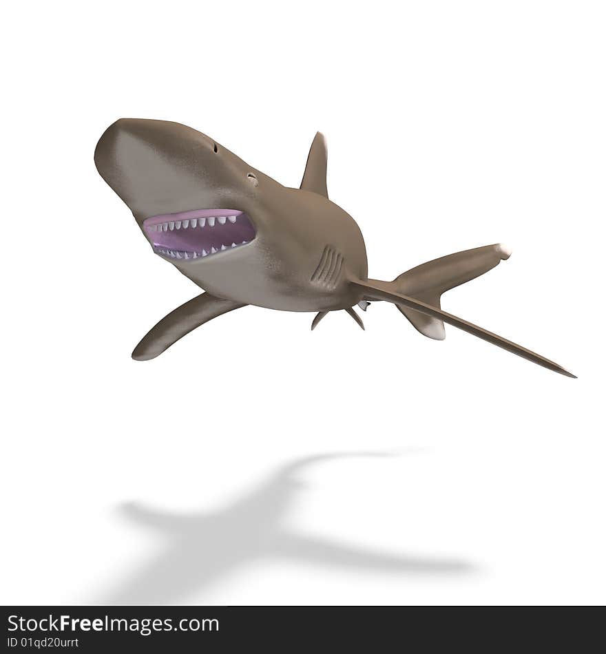 Dangerous shark. 3D render with clipping path and shadow over white. Dangerous shark. 3D render with clipping path and shadow over white