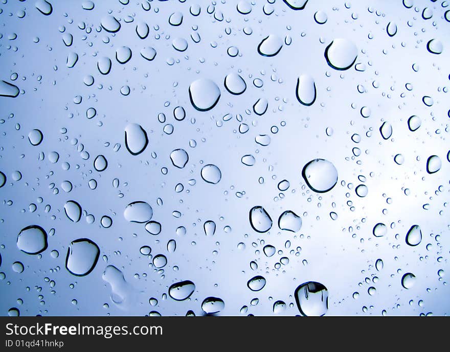 Drops of rain on the glass