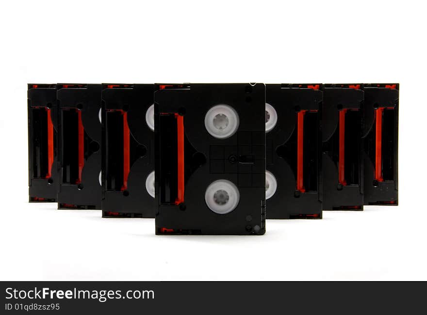 Mini dv video tapes army isolated in white