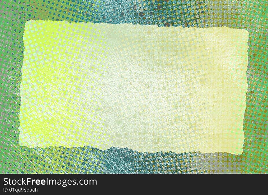 A vintage torn paper scrap on a colorful background.