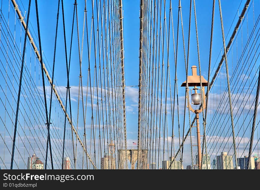 View of the Brooklyn Bridge in New York city, USA.