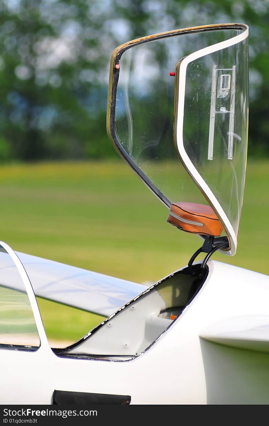 An opened canopy of a sailplane. An opened canopy of a sailplane