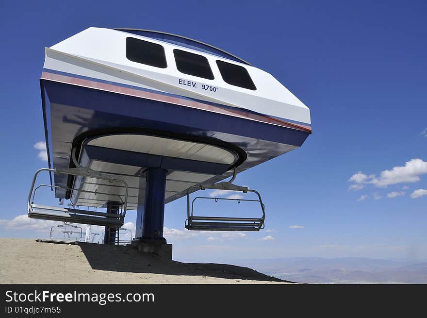 Mountain Ski Resort Chair Lift Station in Sierra Nevada Range, Nevada. Mountain Ski Resort Chair Lift Station in Sierra Nevada Range, Nevada