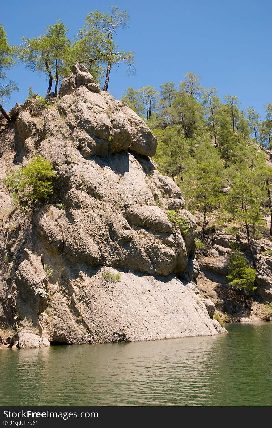 Rock in lake