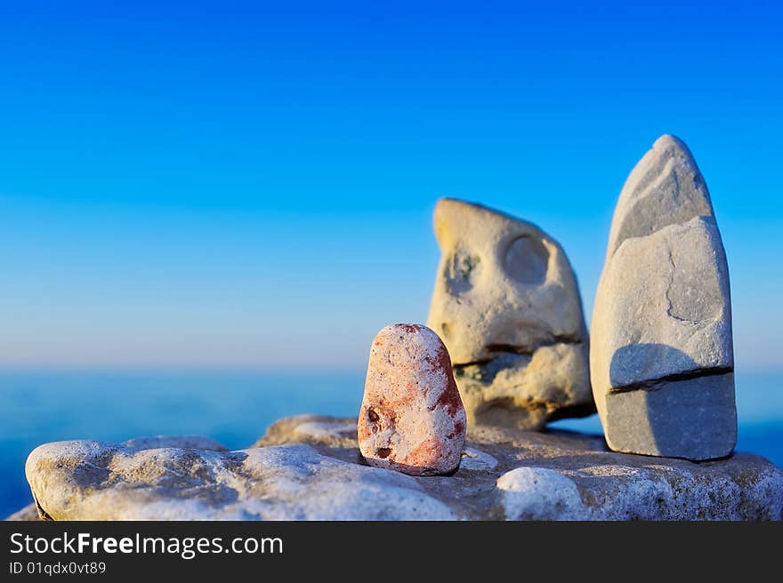 Morning sun ray on the acute stones. Morning sun ray on the acute stones