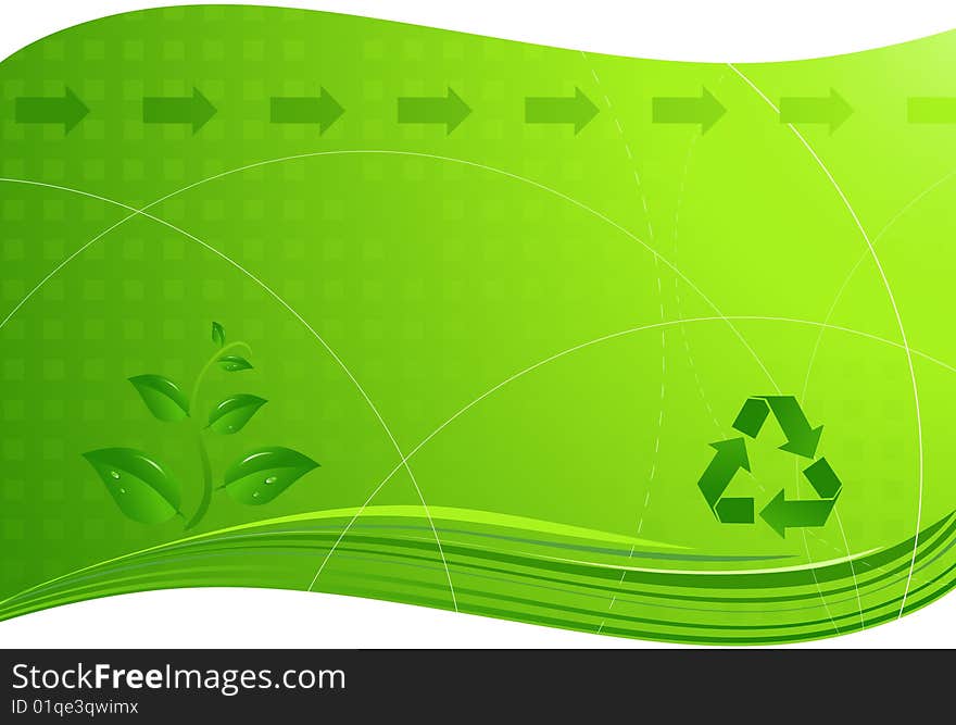 Light green eco background with recycling sign