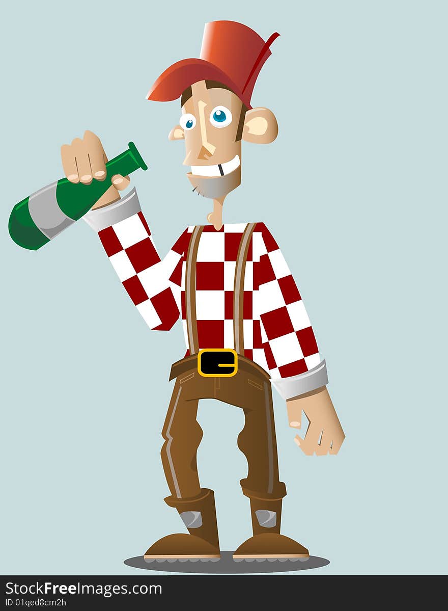 Vector cartoon of a man who works on a farm. Vector cartoon of a man who works on a farm