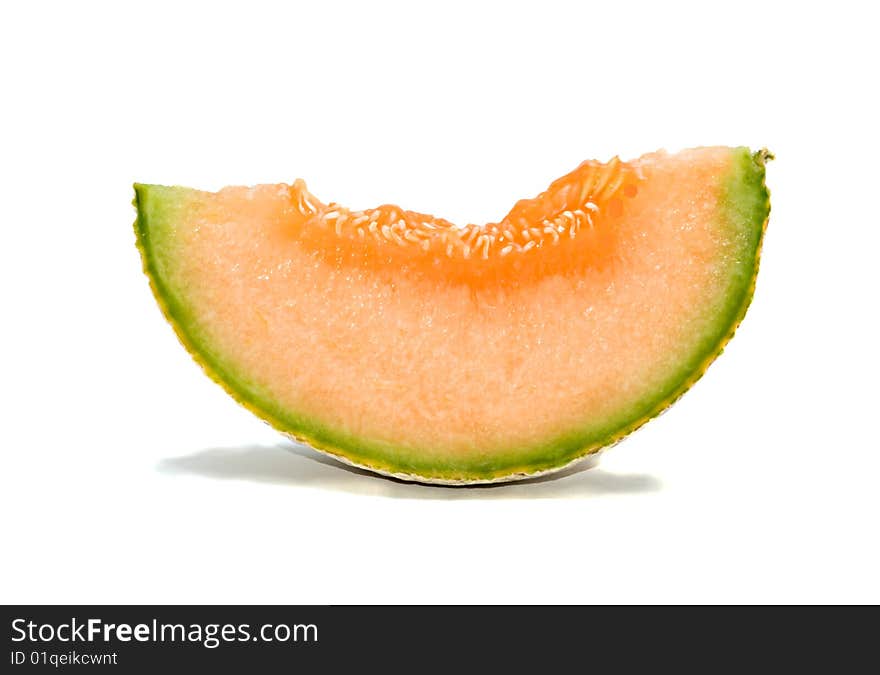 Melon segment isolated on white background