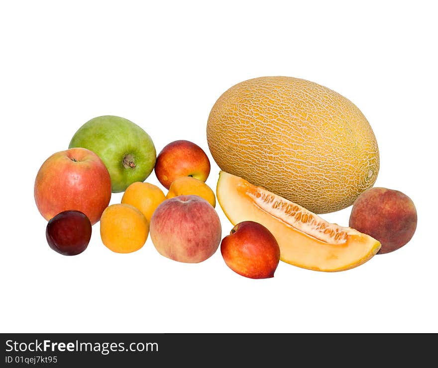 Different fruits isolated on white background