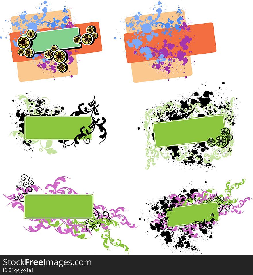 Vector elements and labels in different colors and composition. Vector elements and labels in different colors and composition.