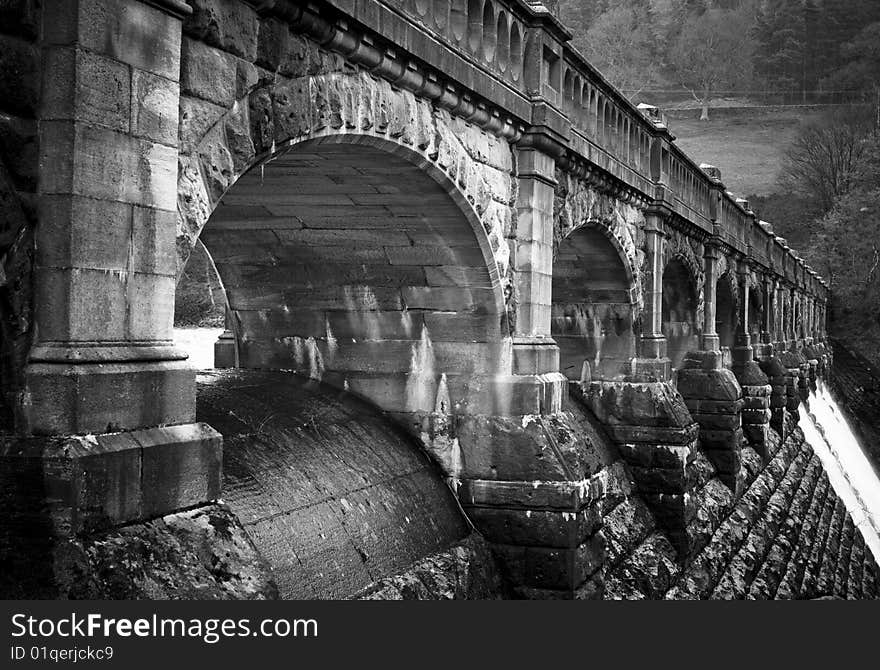 Close up view of a dam with a diminishing view. Close up view of a dam with a diminishing view