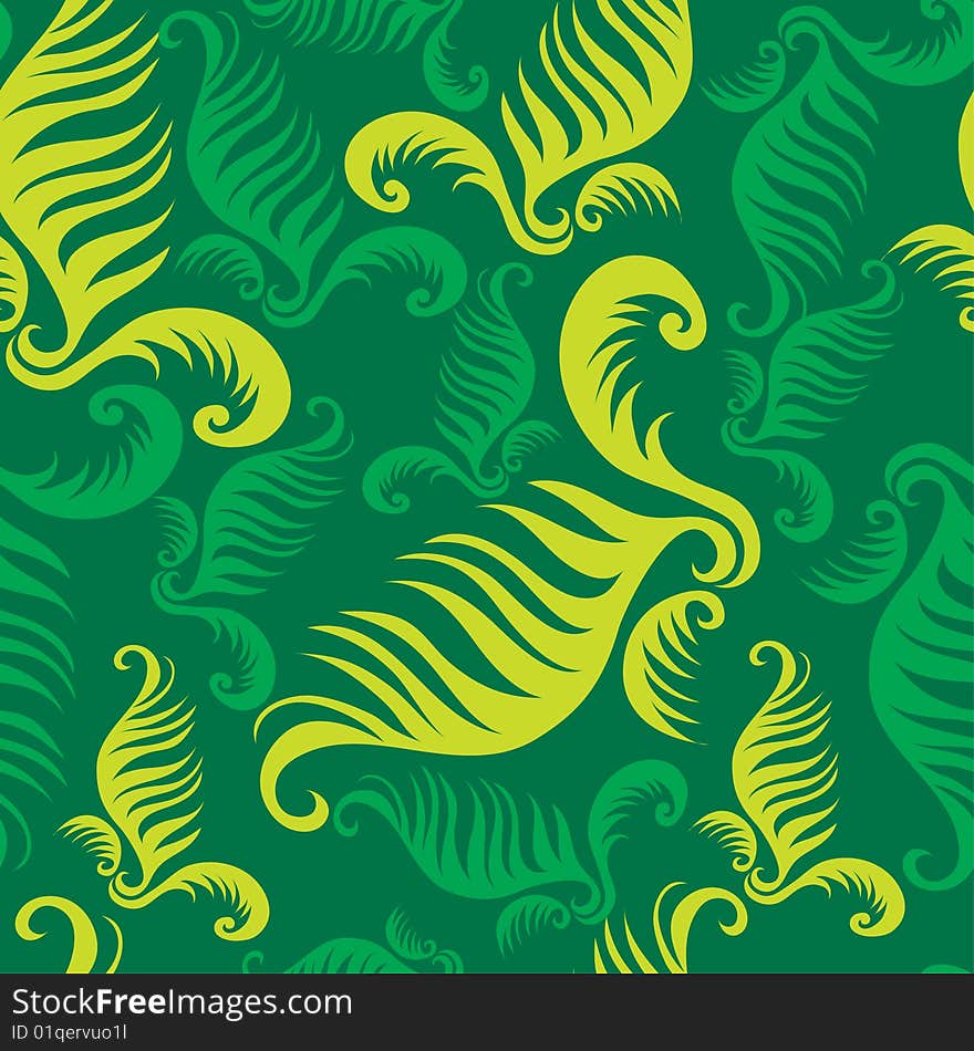 Seamless green floral pattern with fern leafs. Seamless green floral pattern with fern leafs