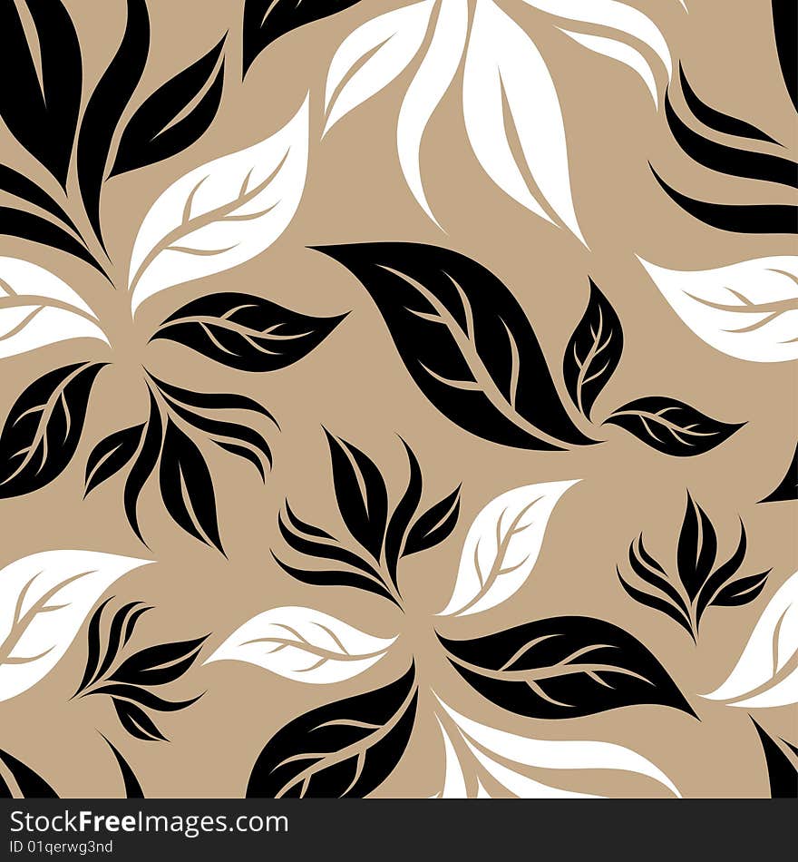 Seamless beige pattern with leafs. Seamless beige pattern with leafs