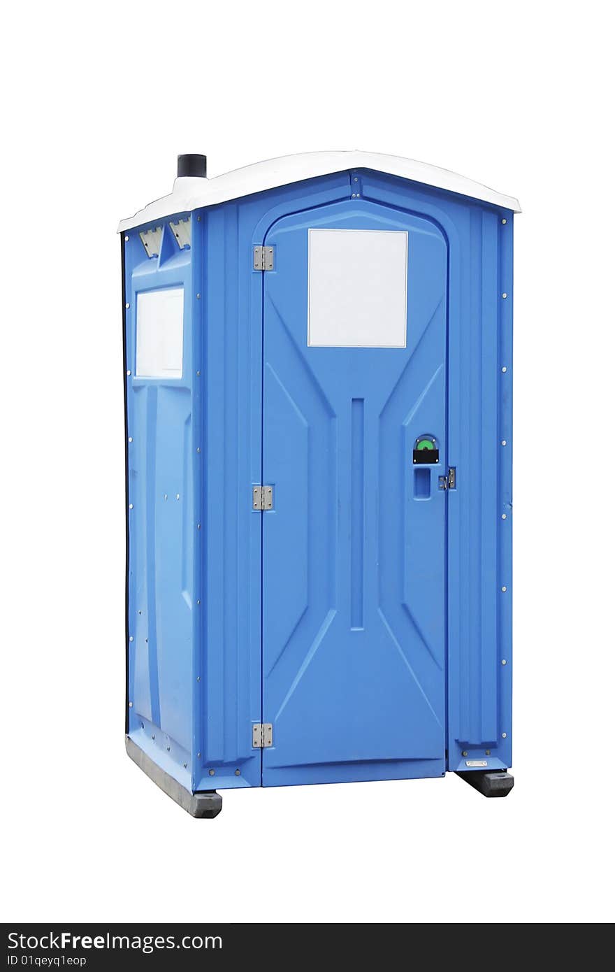 Dry closet, dark blue colour, plastic, photographed on the white, isolated background