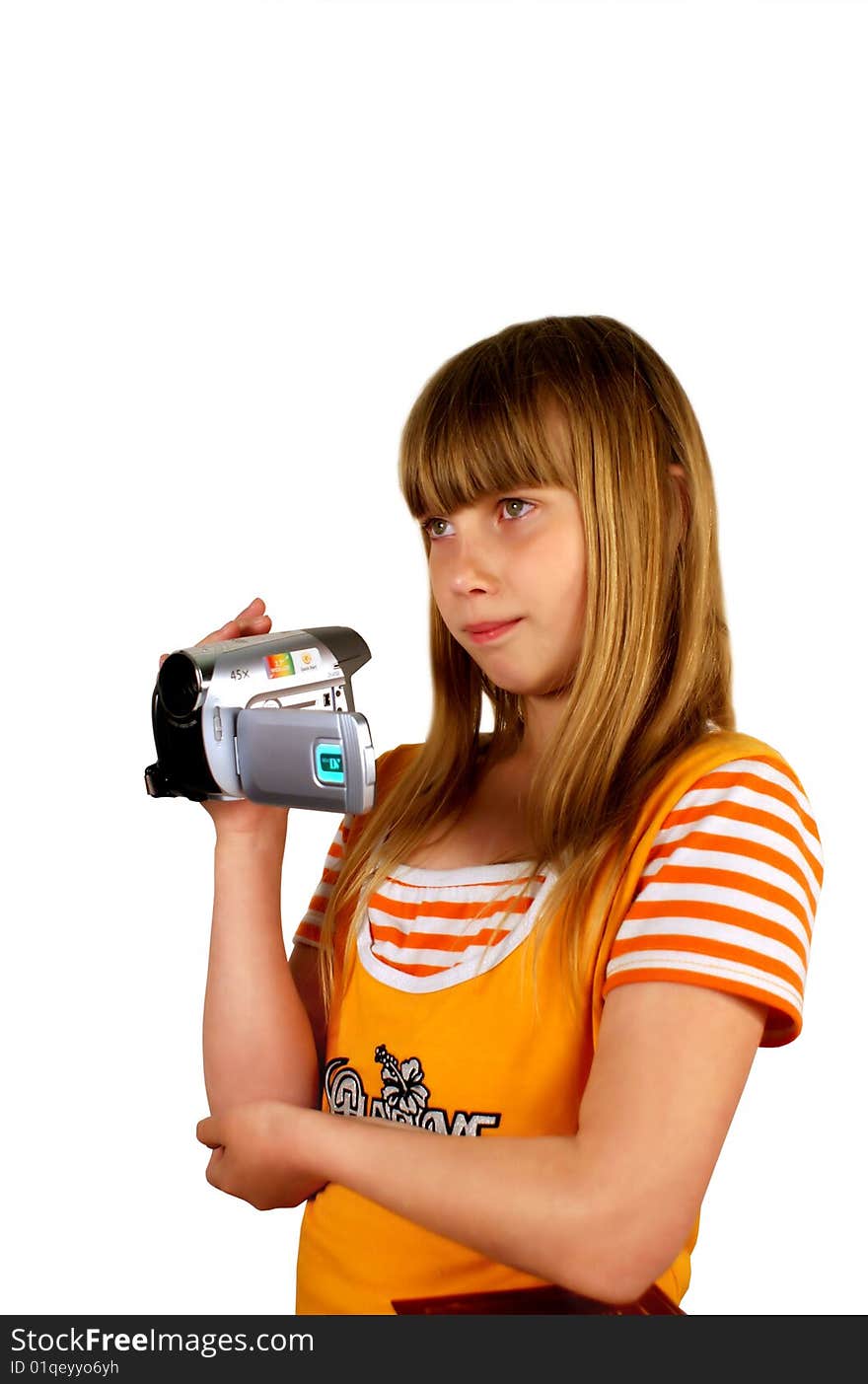 Girl and video camera