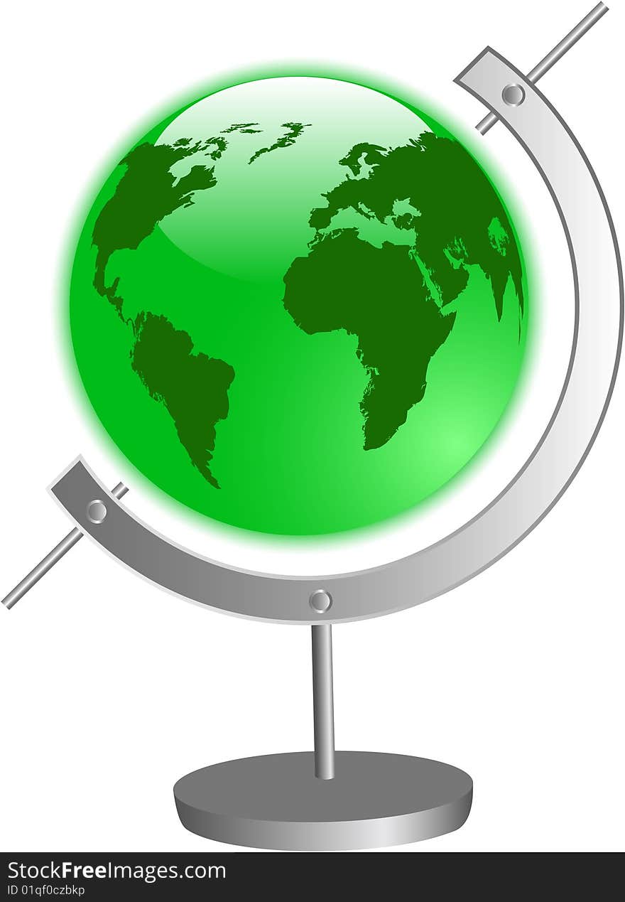 The vector green globe on white