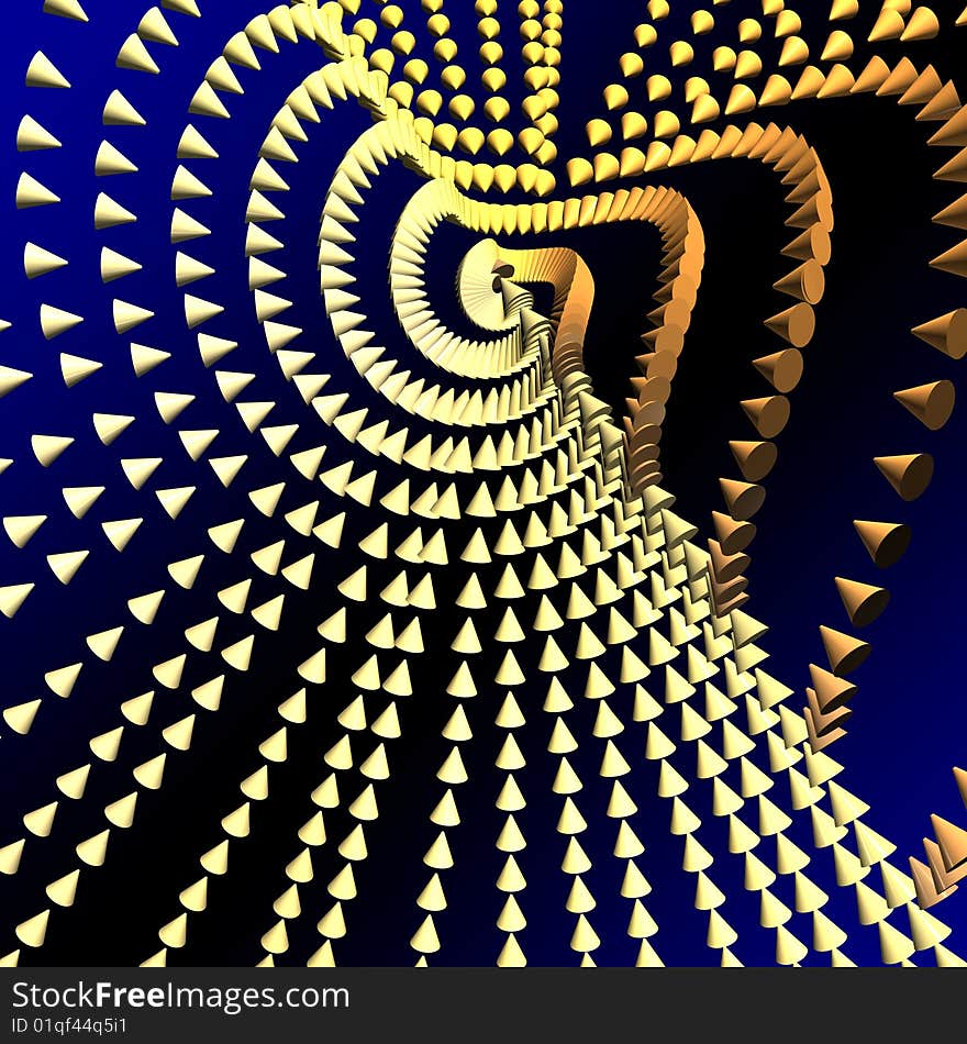 Cone swirl. Abstract 3D rendered illustration.