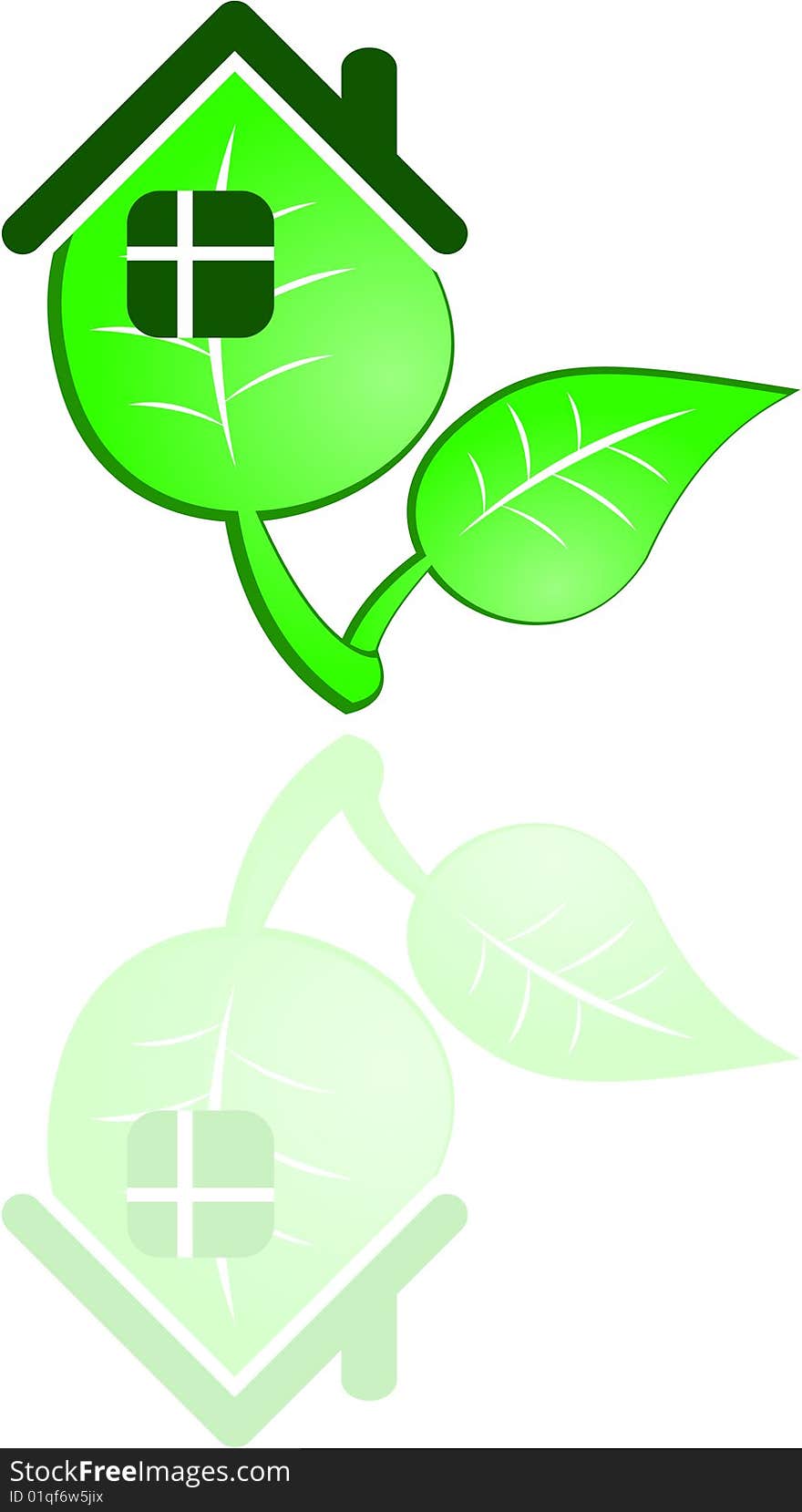 The vector green leaf on white