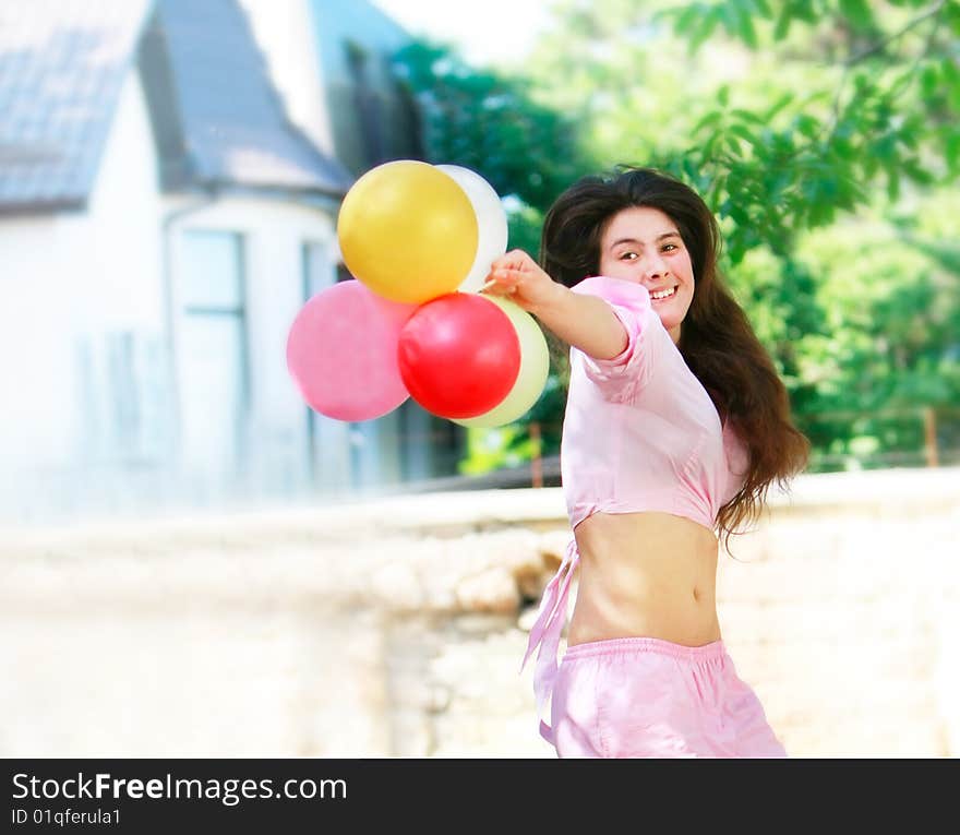 Happy Girl With Balloons