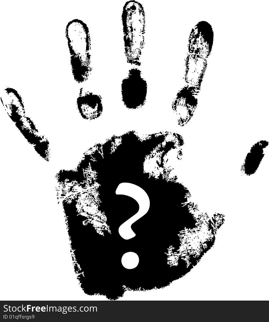 Vector hand print with question mark