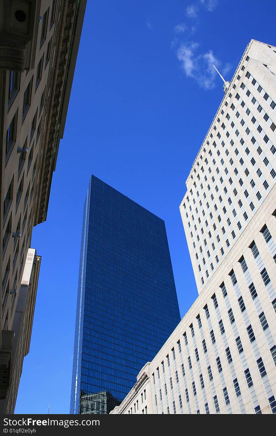 Back Bay architecture including the old and new John Hancock Buildings. Back Bay architecture including the old and new John Hancock Buildings.