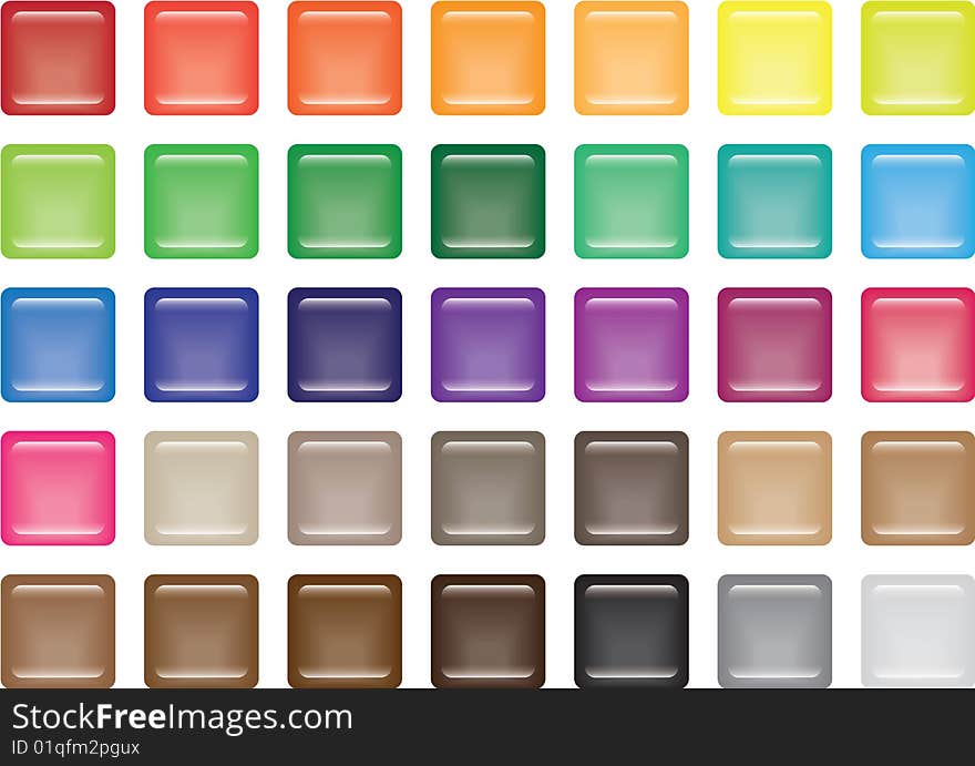 Glass square buttons in thirty five colours. Glass square buttons in thirty five colours.