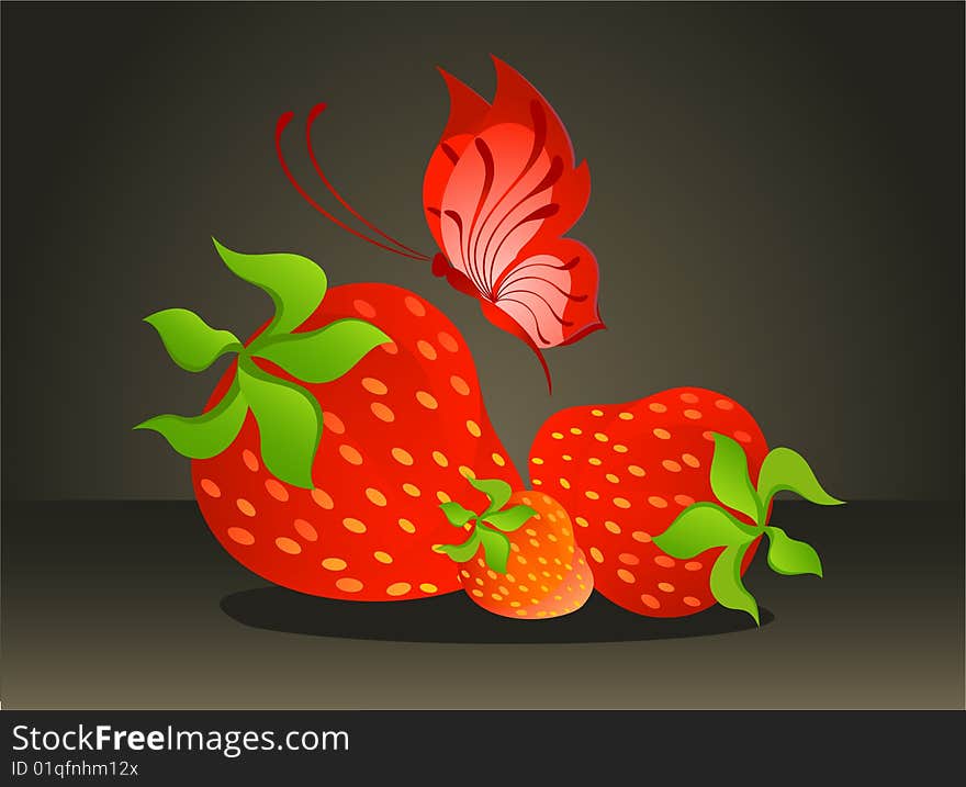 Beautiful juicy strawberry against on a dark background