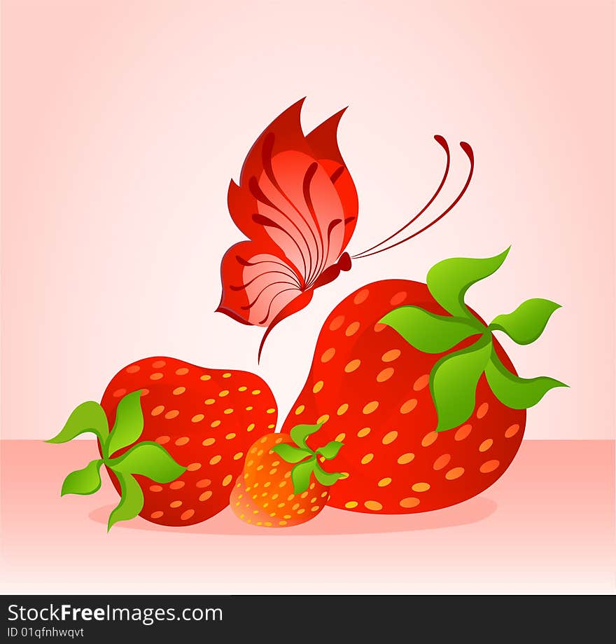 Beautiful juicy strawberry against on a light background