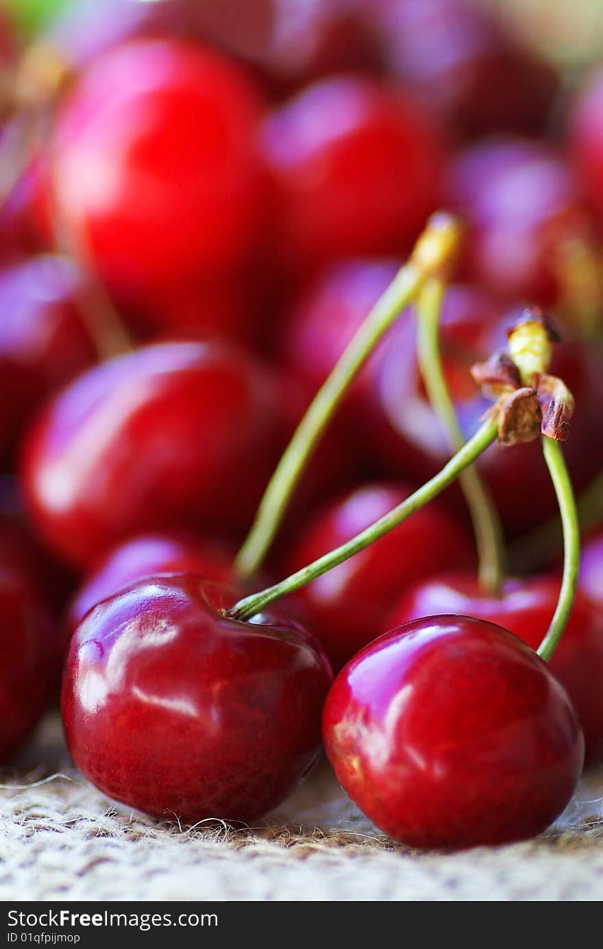 Red and Mature cherries fruit. Red and Mature cherries fruit.