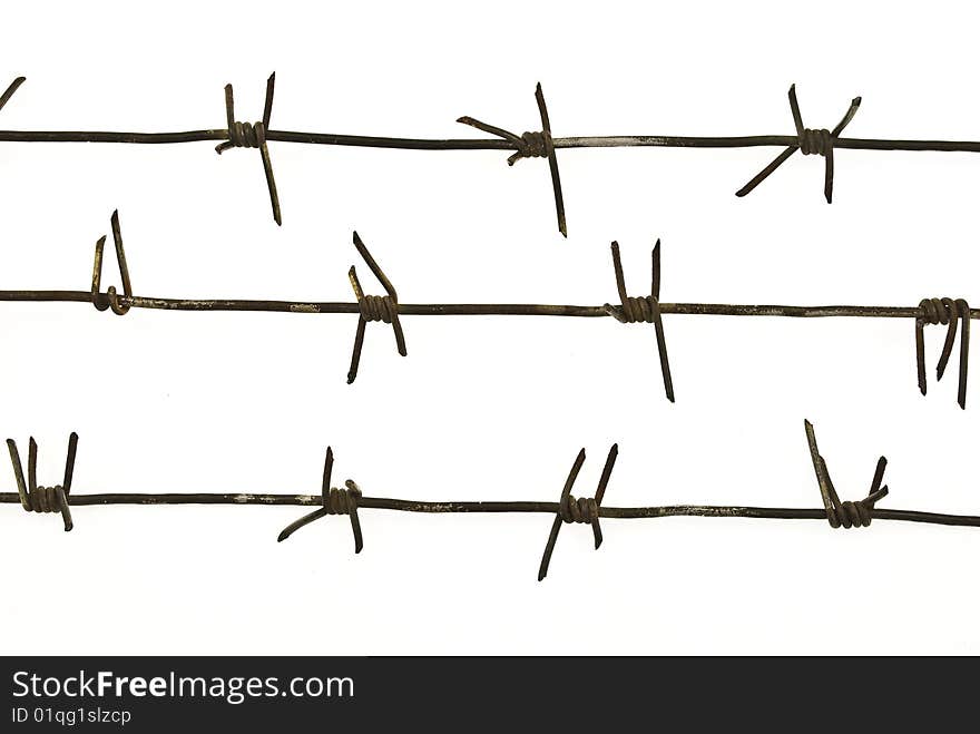 Three pieces of barbed wire