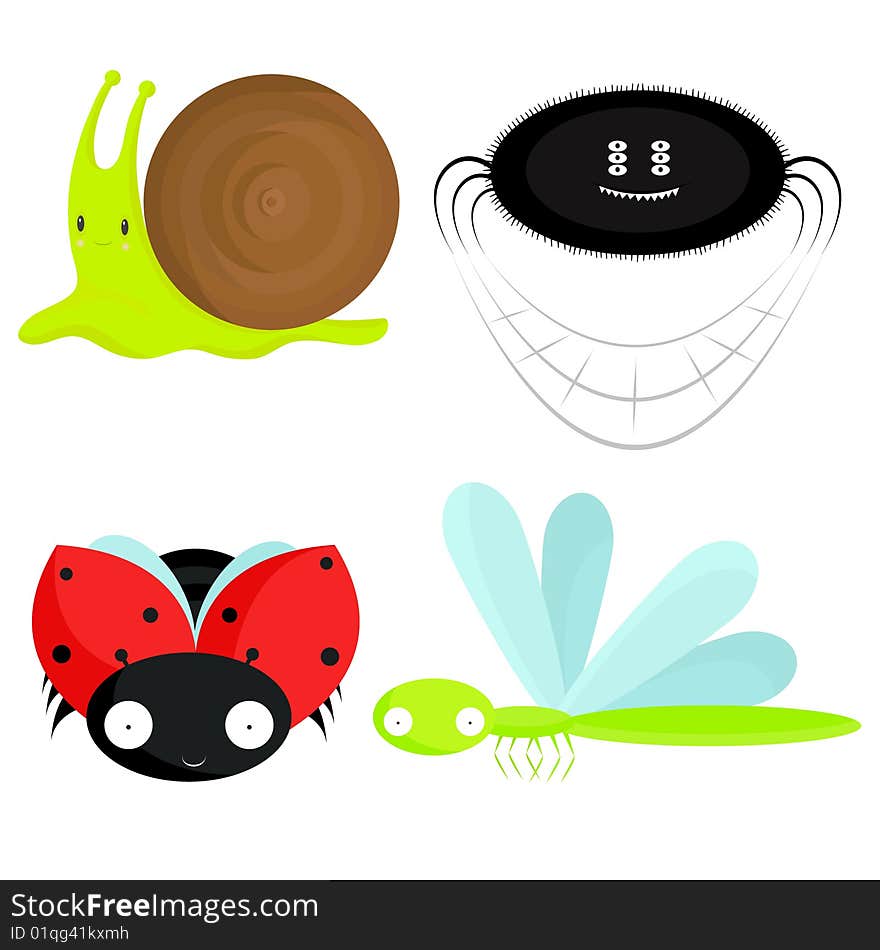 Cute insects and snail