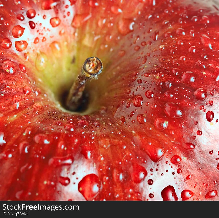 Beautiful close up apple with drops