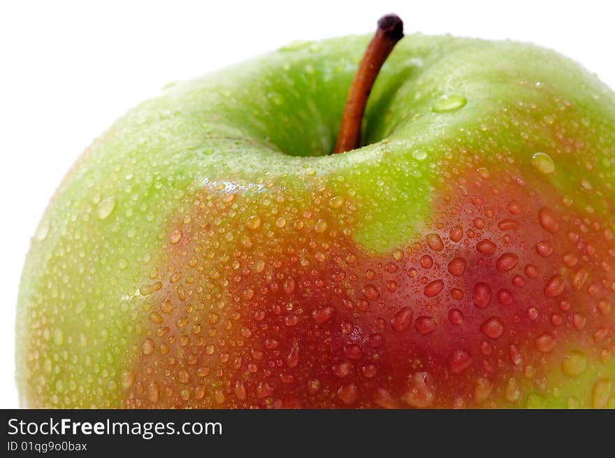 Apple - granny smith with macro droplets of water. Apple - granny smith with macro droplets of water