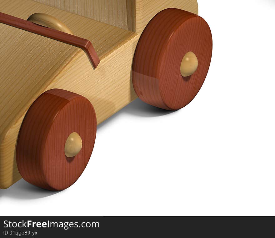 Corner shot of a wooden, toy automobile. Corner shot of a wooden, toy automobile.