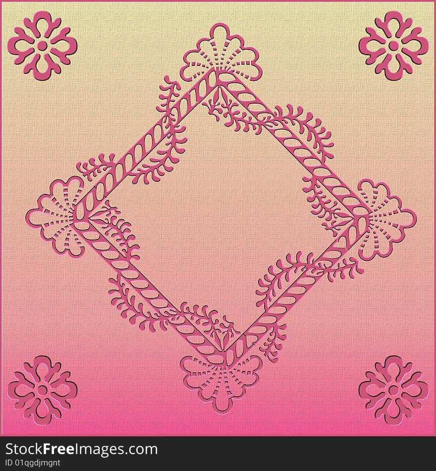 Frame with abstract  leaves on a pink background. Frame with abstract  leaves on a pink background