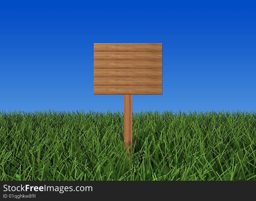 3d image-a wooden sign board.