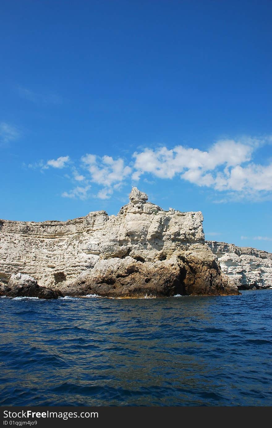 Coast of black sea. Sea and rocks.