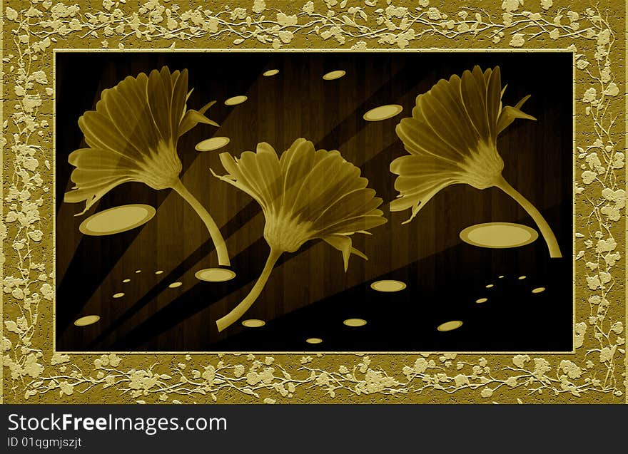 A wonderful artistic illustration for background with flowers. A wonderful artistic illustration for background with flowers