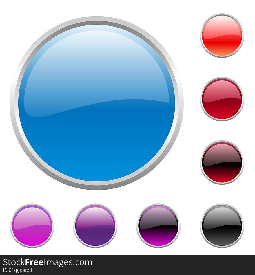 Vector illustration of modern shiny round buttons set