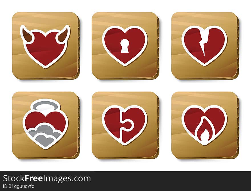 Hearts icons | Cardboard series