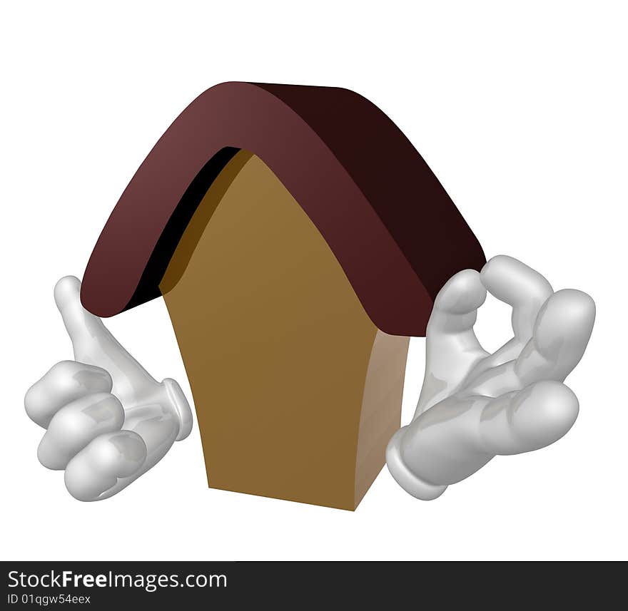 3d house mascot character illustration